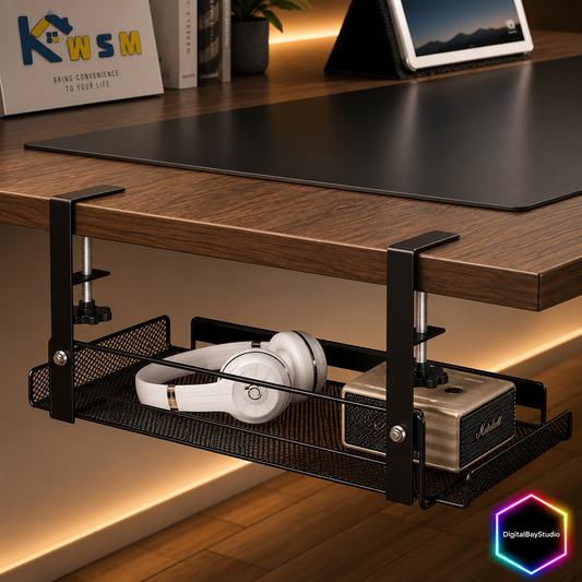 Under Desk Cable Management Tray | No-Drill Steel Wire Organizer