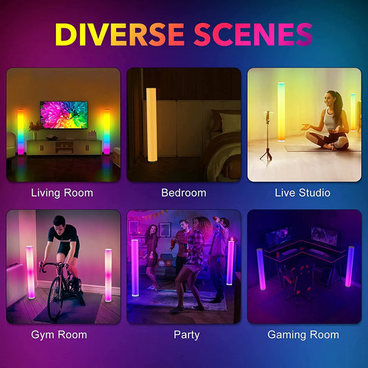 RGB Dimmable LED Floor Lamp with White Shade, Color Changing Ambient Light with Remote Control for Living Room, Bedroom, Gaming Room & Home Decor