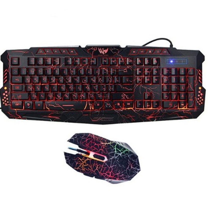 RGB Wired Gaming Keyboard & Mouse – Tricolor Luminous Gaming Set for PC & Notebook