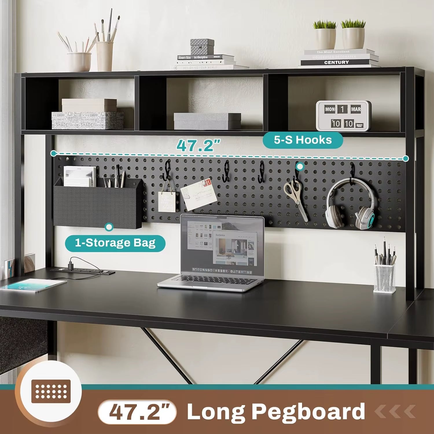 67" L-Shaped Gaming Desk with LED Lights & Power Outlet – Reversible Computer Corner Desk with Pegboard Storage for Home Office & Gaming Setup