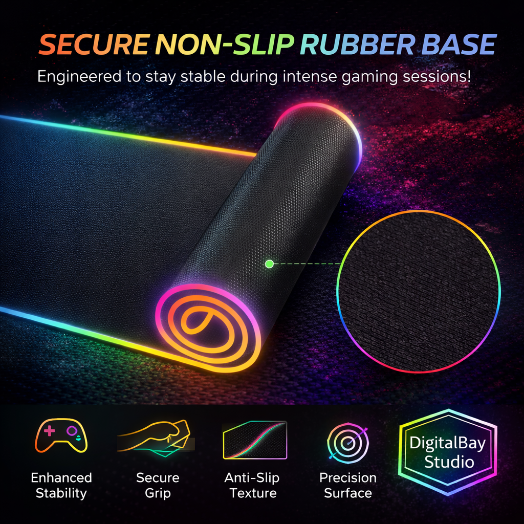 RGB LED Extended Gaming Mouse Pad with Wireless Charging – Large Illuminated Desk Mat for Keyboard & Mouse