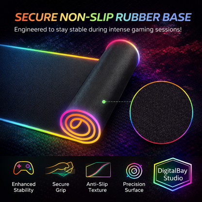 RGB LED Extended Gaming Mouse Pad with Wireless Charging – Large Illuminated Desk Mat for Keyboard & Mouse
