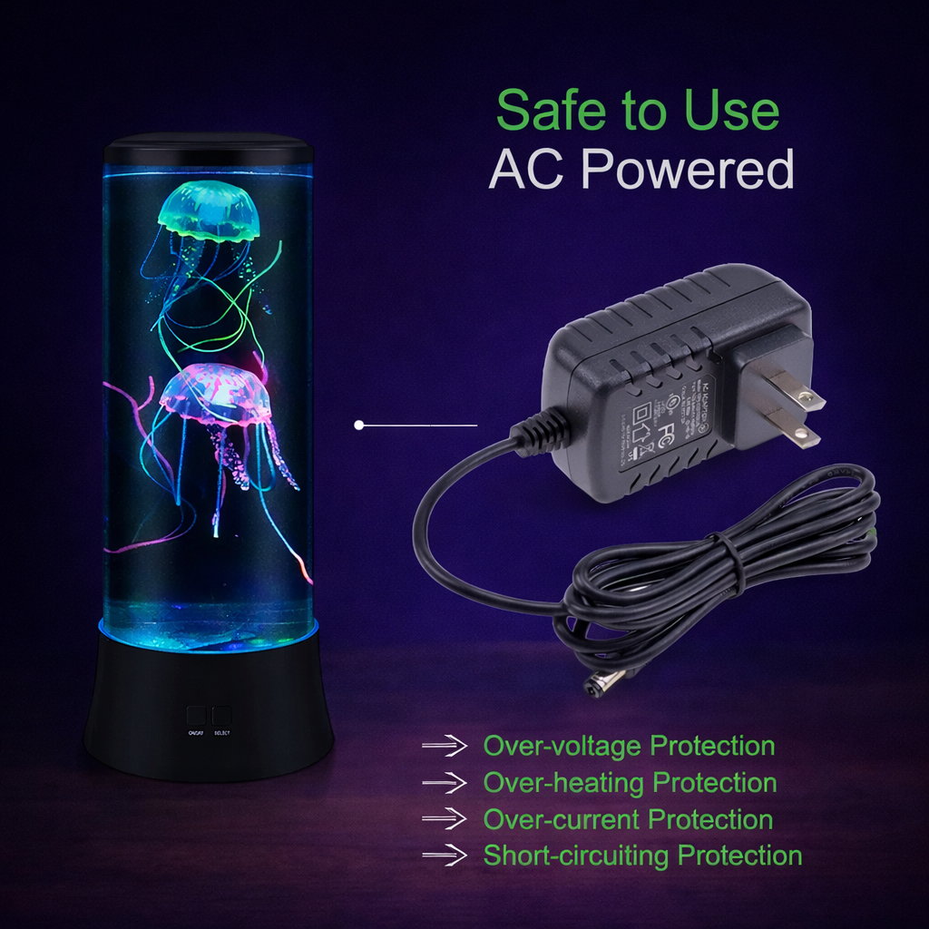 Magic 15" Jellyfish LED Lamp – Color Changing Aquarium Mood Light with Floating Jellyfish, Relaxing Night Light for Bedroom, Gaming Room & Desk