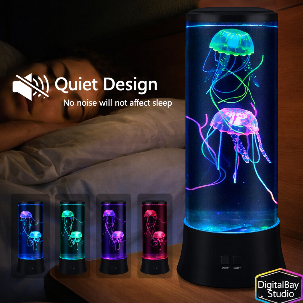 Magic 15" Jellyfish LED Lamp – Color Changing Aquarium Mood Light with Floating Jellyfish, Relaxing Night Light for Bedroom, Gaming Room & Desk