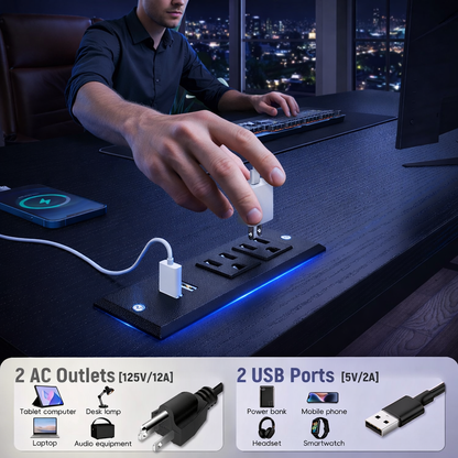 LED RGB Desk with Charging Station, Drawer & Monitor Stand – Modern Computer Desk for Gaming & Home Office