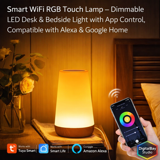 Smart WiFi RGB Touch Lamp – Dimmable LED Desk & Bedside Light with App Control, Compatible with Alexa & Google Home