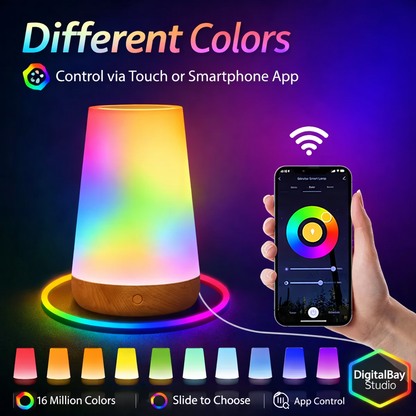 Smart WiFi RGB Touch Lamp – Dimmable LED Desk & Bedside Light with App Control, Compatible with Alexa & Google Home