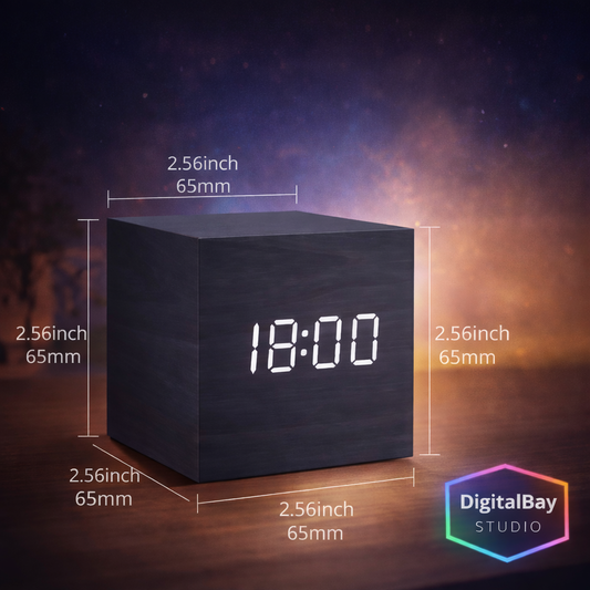 Smart Wood LED Alarm Clock – Voice Activated Digital Desk Clock with Snooze, Bright Display & Modern Minimalist Design