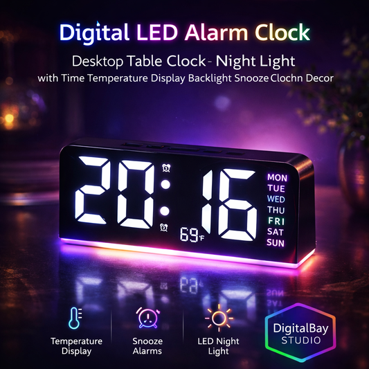 New Digital LED Alarm Clock Desktop Table Clock Night Light with Time Temperature Display Backlight Snooze Clock Modern Decor