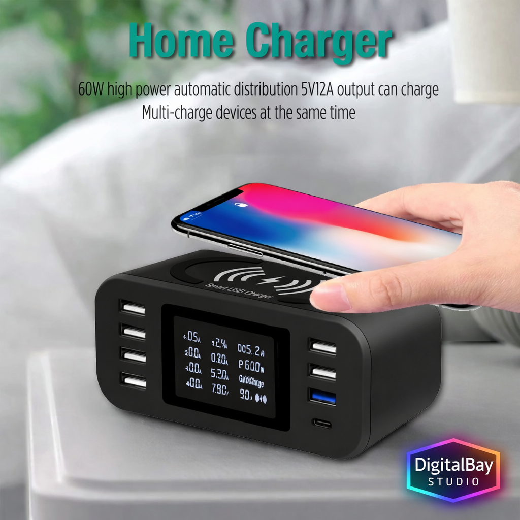 60W Multi-Port Quick Charge 3.0 Charging Station – Fast USB Charger for Phones, Tablets & Smart Devices