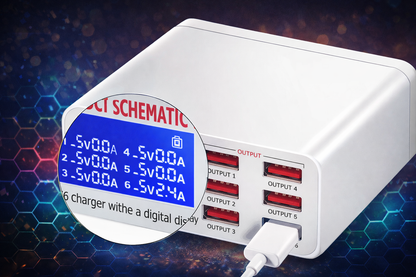Smart 6-Port USB Charging Hub – Fast Multi-Device Charging Station with LED Power Display