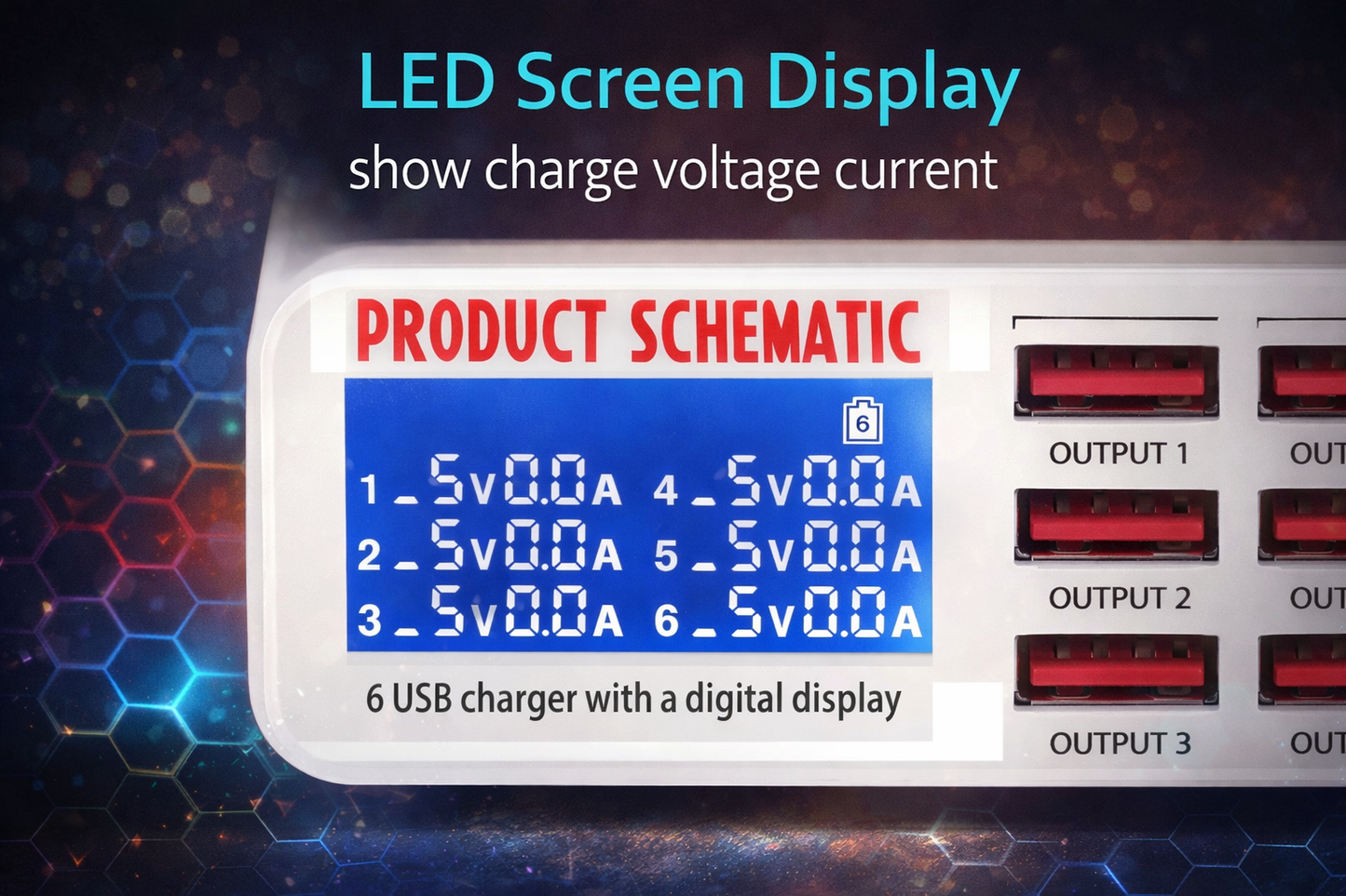 Smart 6-Port USB Charging Hub – Fast Multi-Device Charging Station with LED Power Display
