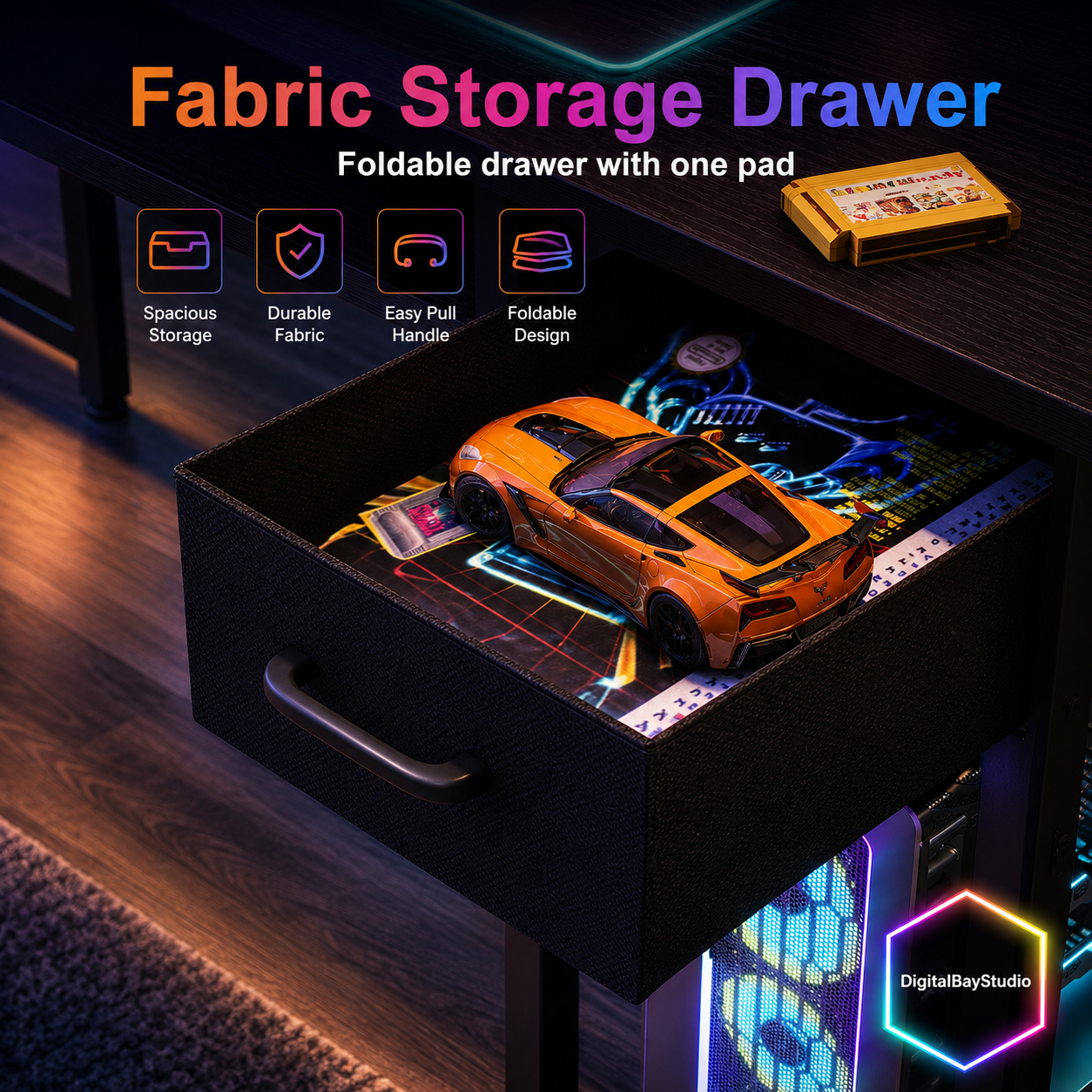 59” Corner Computer Gaming Desk with LED Lights & Charging Station – L Shaped Desk with Keyboard Tray & Storage