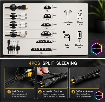 Cable Master 173 piece All-in-One Cable Organizer Kit for Clean Setup