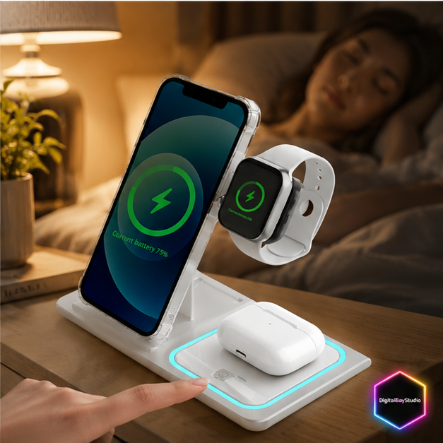 Wireless Charging Stand for Phone, Watch & Earbuds