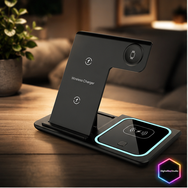 Wireless Charging Stand for Phone, Watch & Earbuds
