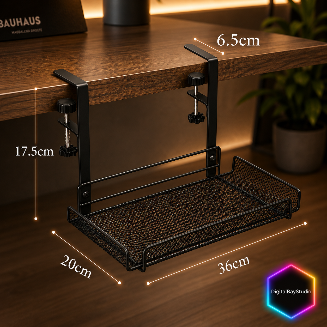 Under Desk Cable Management Tray | No-Drill Steel Wire Organizer
