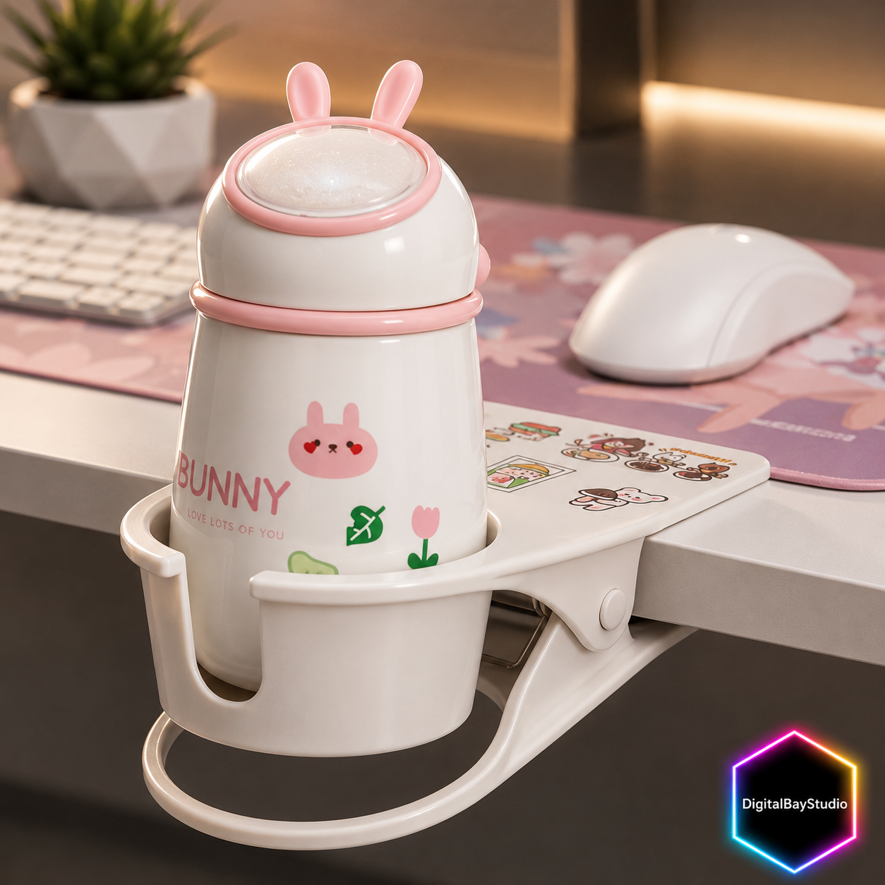 Clamp-On Desk Cup Holder for Office & Gaming Setups