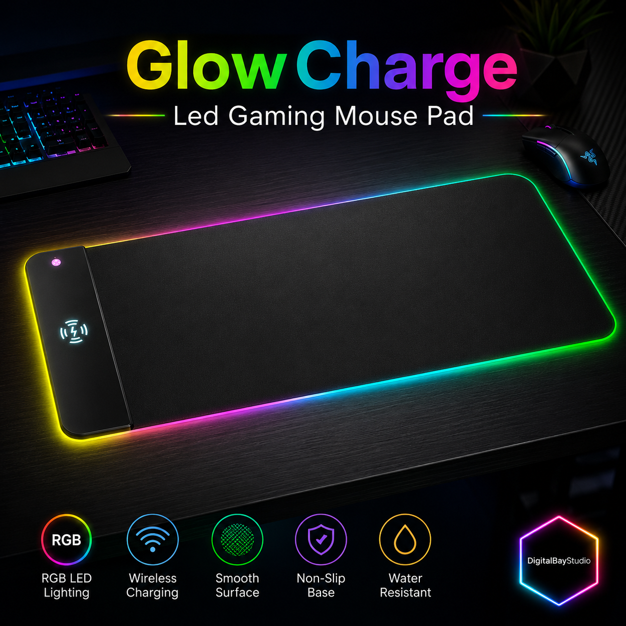 GlowCharge Led Gaming Mouse Pad