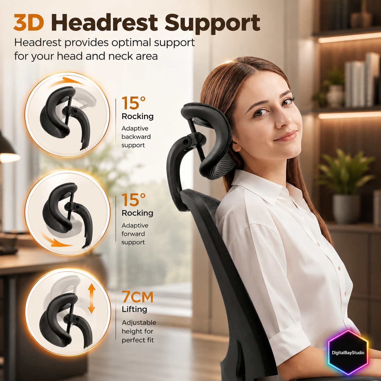 Executive Ergonomic Desk Chair – Big & Tall High Back Office Chair with Headrest, Lumbar Support & Breathable Mesh, Black