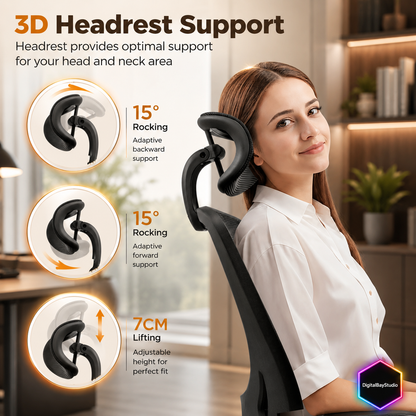 Executive Ergonomic Desk Chair – Big & Tall High Back Office Chair with Headrest, Lumbar Support & Breathable Mesh, Black