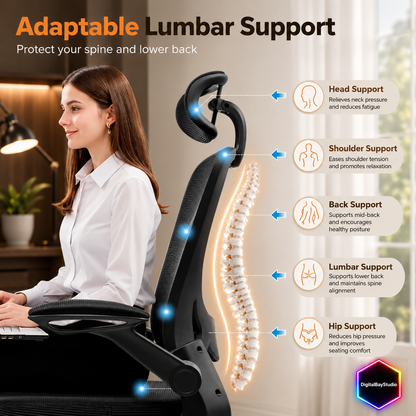 Executive Ergonomic Desk Chair – Big & Tall High Back Office Chair with Headrest, Lumbar Support & Breathable Mesh, Black