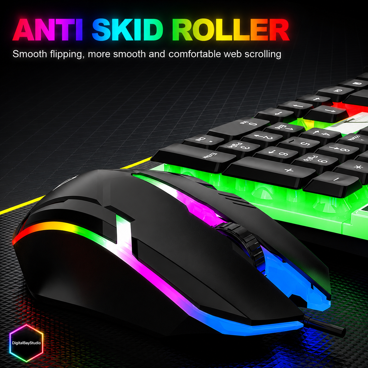 RGB Gaming Keyboard & Mouse Combo – Mechanical Feel LED Backlit Set for PC & Desktop Gaming