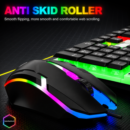 RGB Gaming Keyboard & Mouse Combo – Mechanical Feel LED Backlit Set for PC & Desktop Gaming
