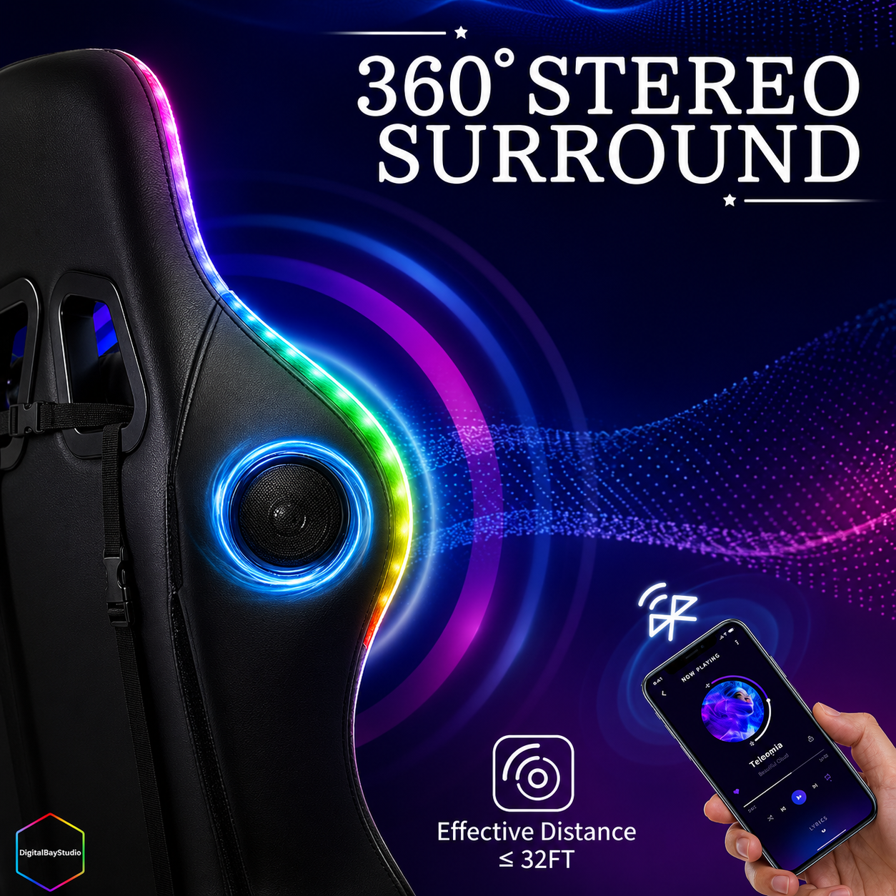 Massage Gaming Chair with Bluetooth Speakers – RGB Ergonomic Computer Chair with Footrest