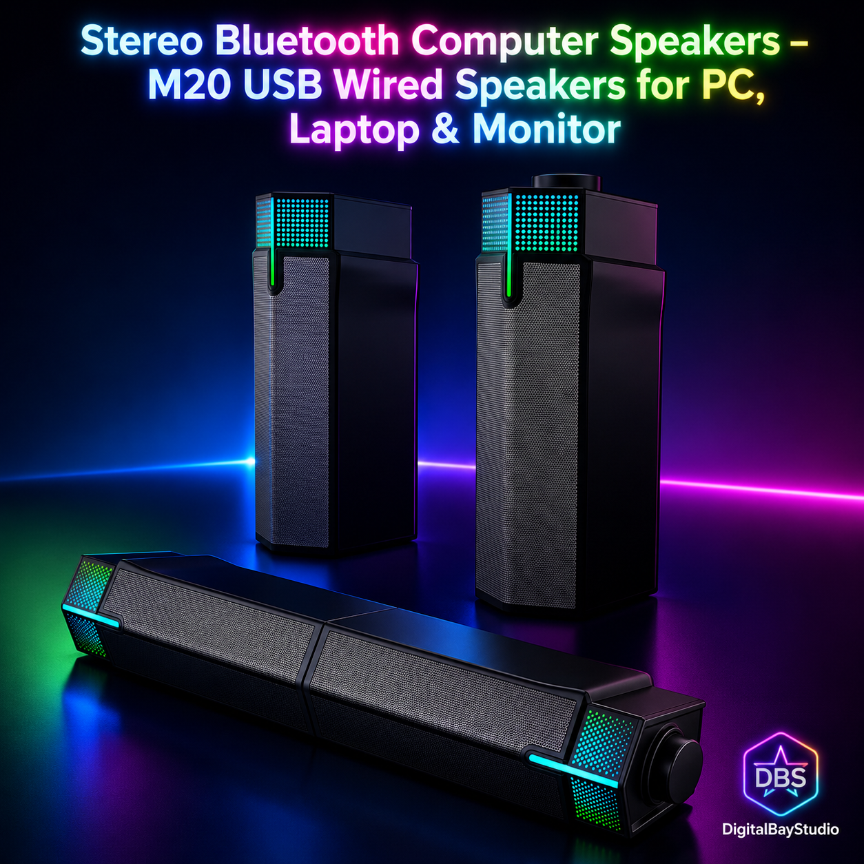 Stereo Bluetooth Computer Speakers – M20 USB Wired Speakers for PC, Laptop & Monitor