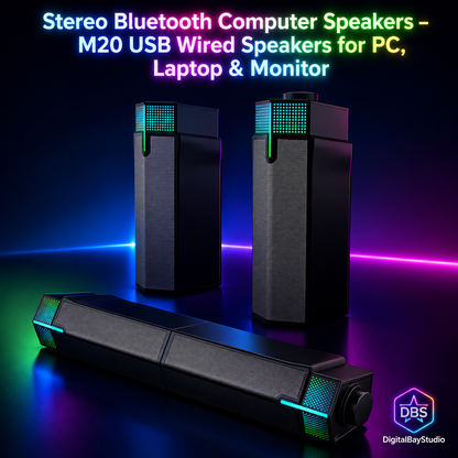 Stereo Bluetooth Computer Speakers – M20 USB Wired Speakers for PC, Laptop & Monitor