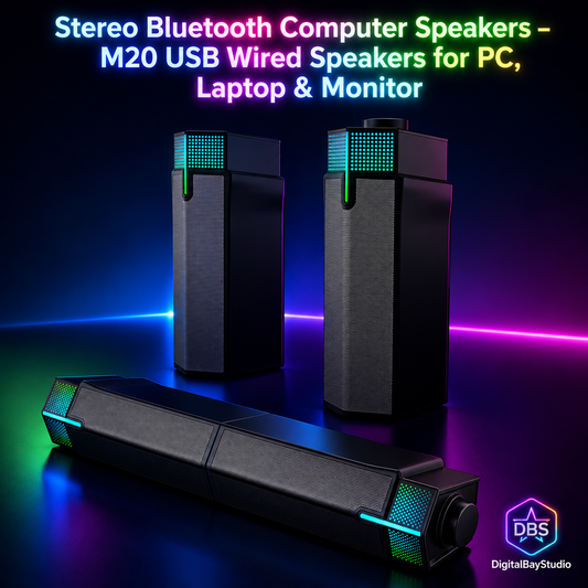Stereo Bluetooth Computer Speakers – M20 USB Wired Speakers for PC, Laptop & Monitor