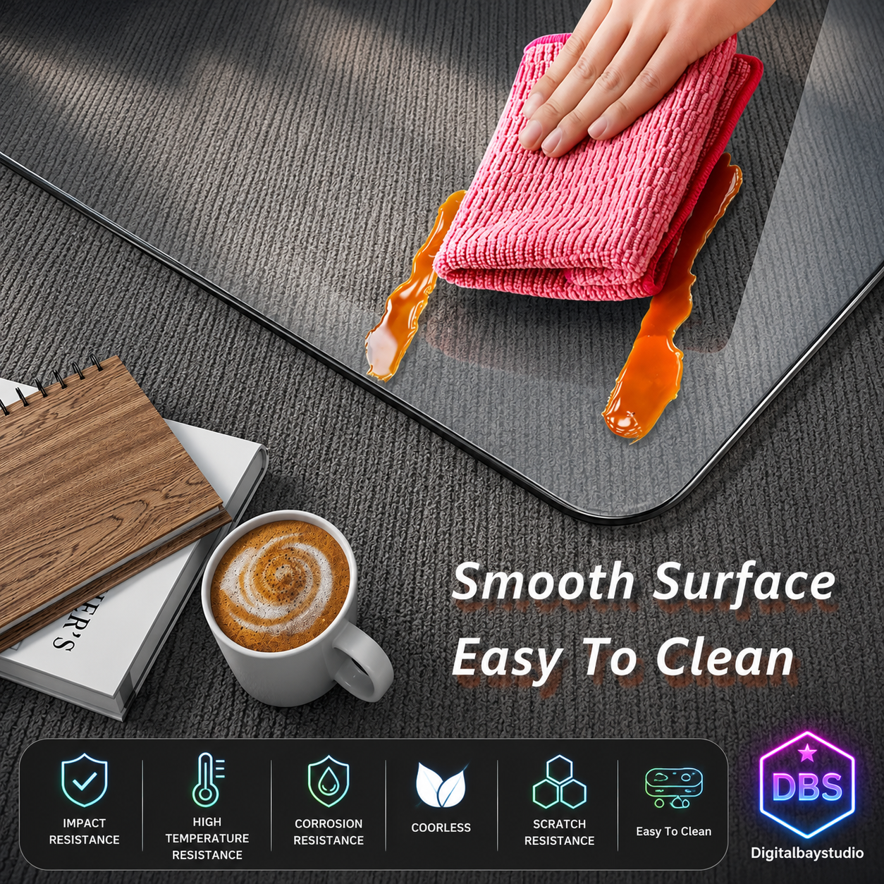Tempered Glass Office Chair Mat – 36” x 46” Heavy Duty Floor Protector for Carpet & Hardwood