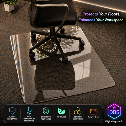 Tempered Glass Office Chair Mat – 36” x 46” Heavy Duty Floor Protector for Carpet & Hardwood