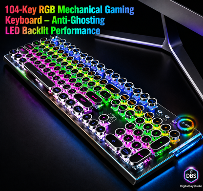 104-Key RGB Mechanical Gaming Keyboard – Anti-Ghosting LED Backlit Performance