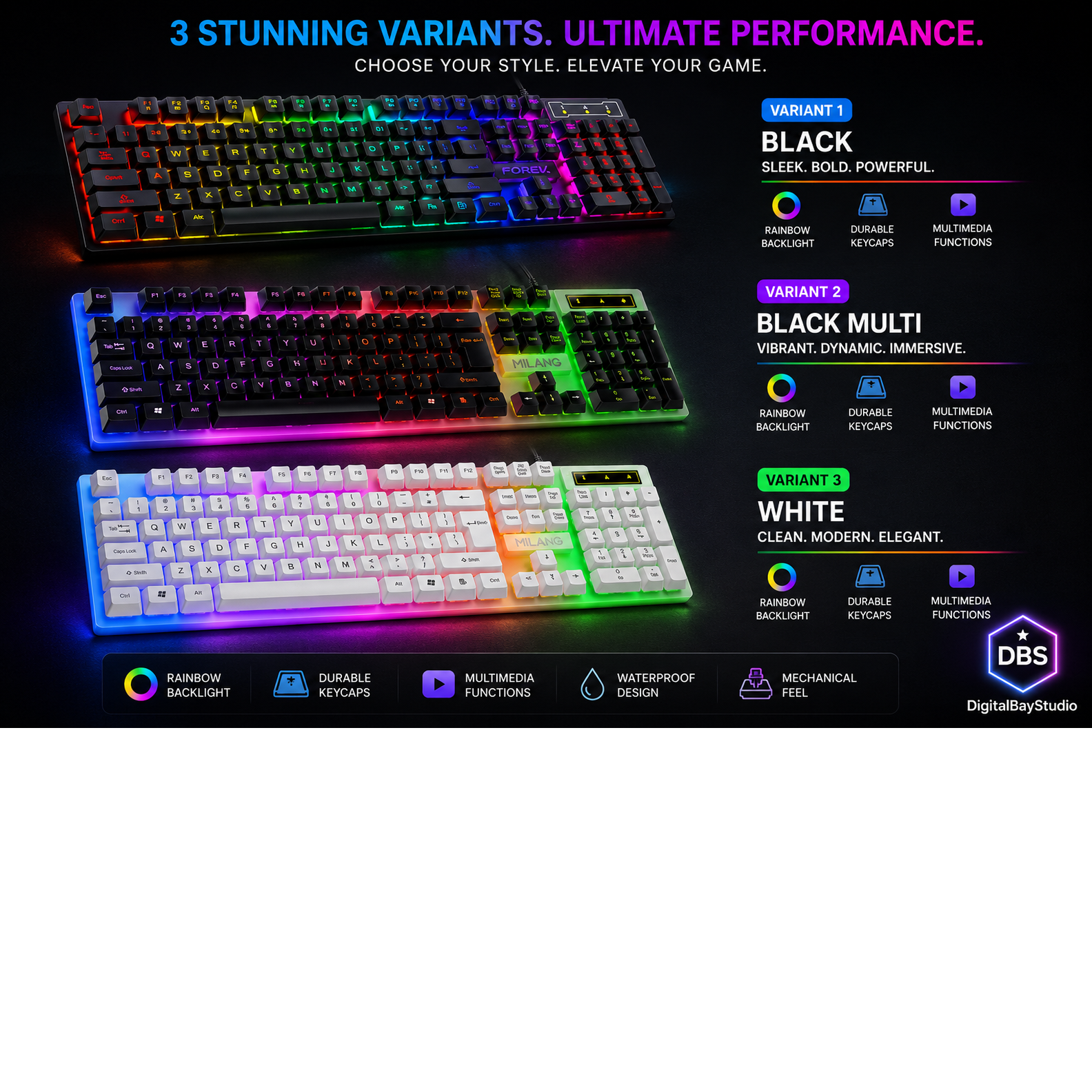 Waterproof LED Gaming Keyboard – RGB Backlit Wired Keyboard for Work & Play