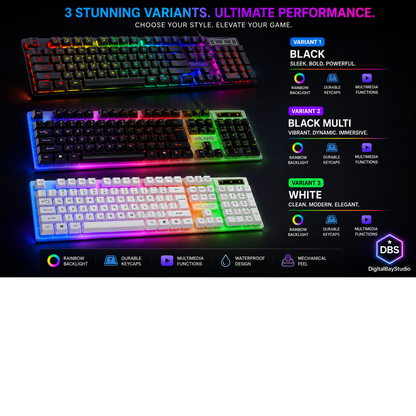 Waterproof LED Gaming Keyboard – RGB Backlit Wired Keyboard for Work & Play