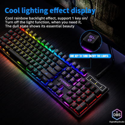Waterproof LED Gaming Keyboard – RGB Backlit Wired Keyboard for Work & Play