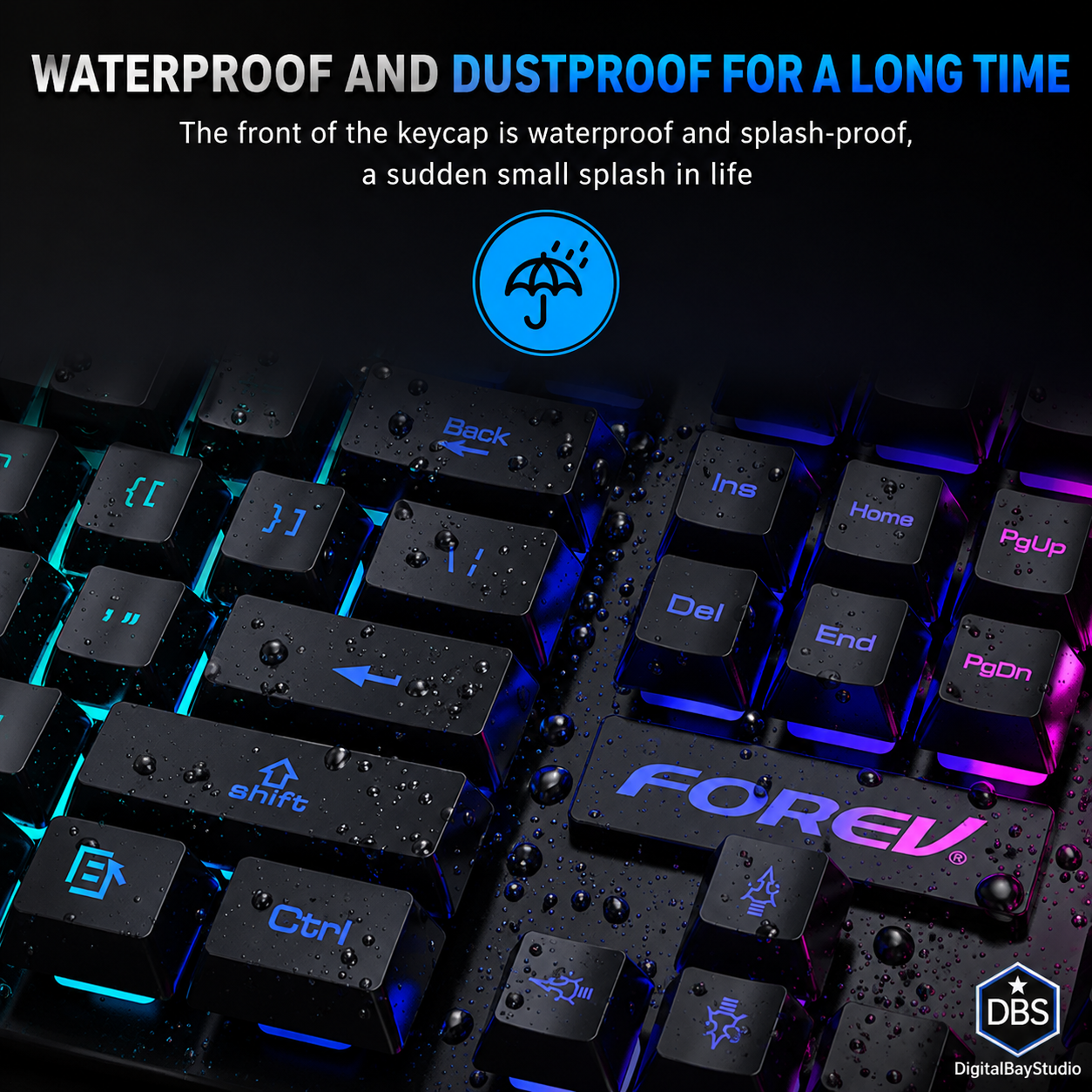 Waterproof LED Gaming Keyboard – RGB Backlit Wired Keyboard for Work & Play