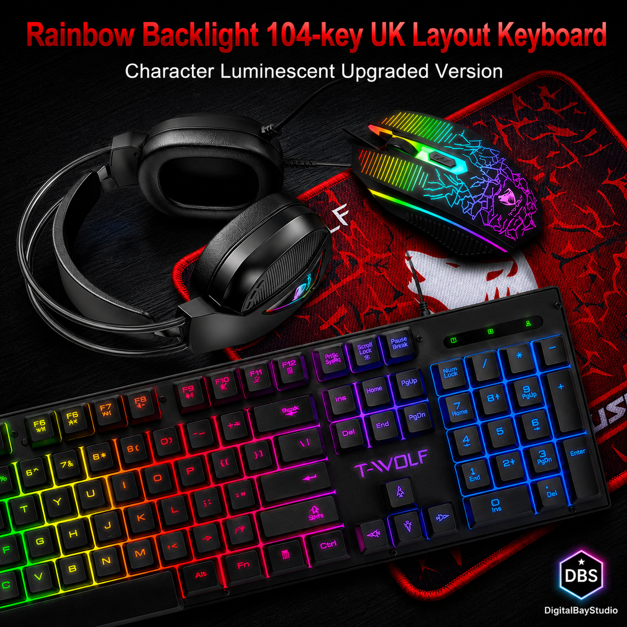 4-in-1 RGB Gaming Bundle – Mechanical Keyboard, Mouse, Headset & Mouse Pad Set