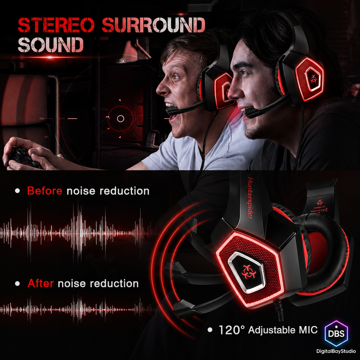 LED Wired Gaming Headset – Crystal Clear Audio & RGB Lighting Effects