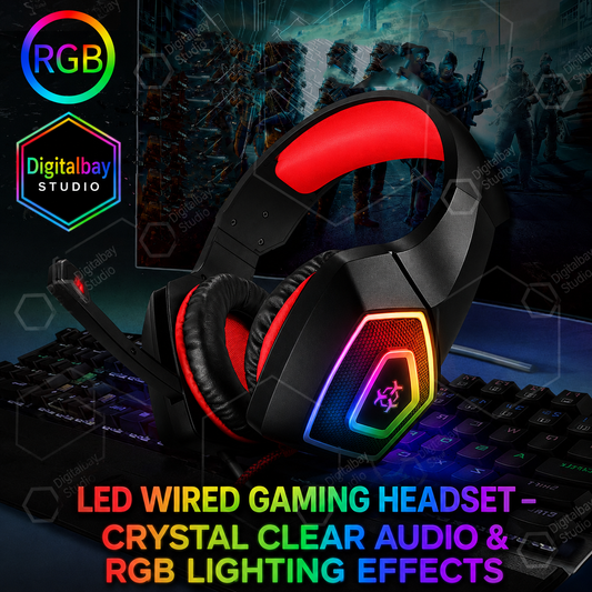 LED Wired Gaming Headset – Crystal Clear Audio & RGB Lighting Effects