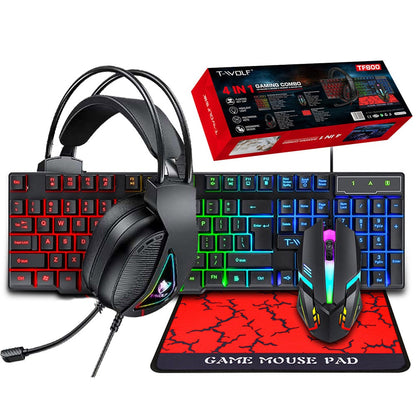 4-in-1 RGB Gaming Bundle – Mechanical Keyboard, Mouse, Headset & Mouse Pad Set