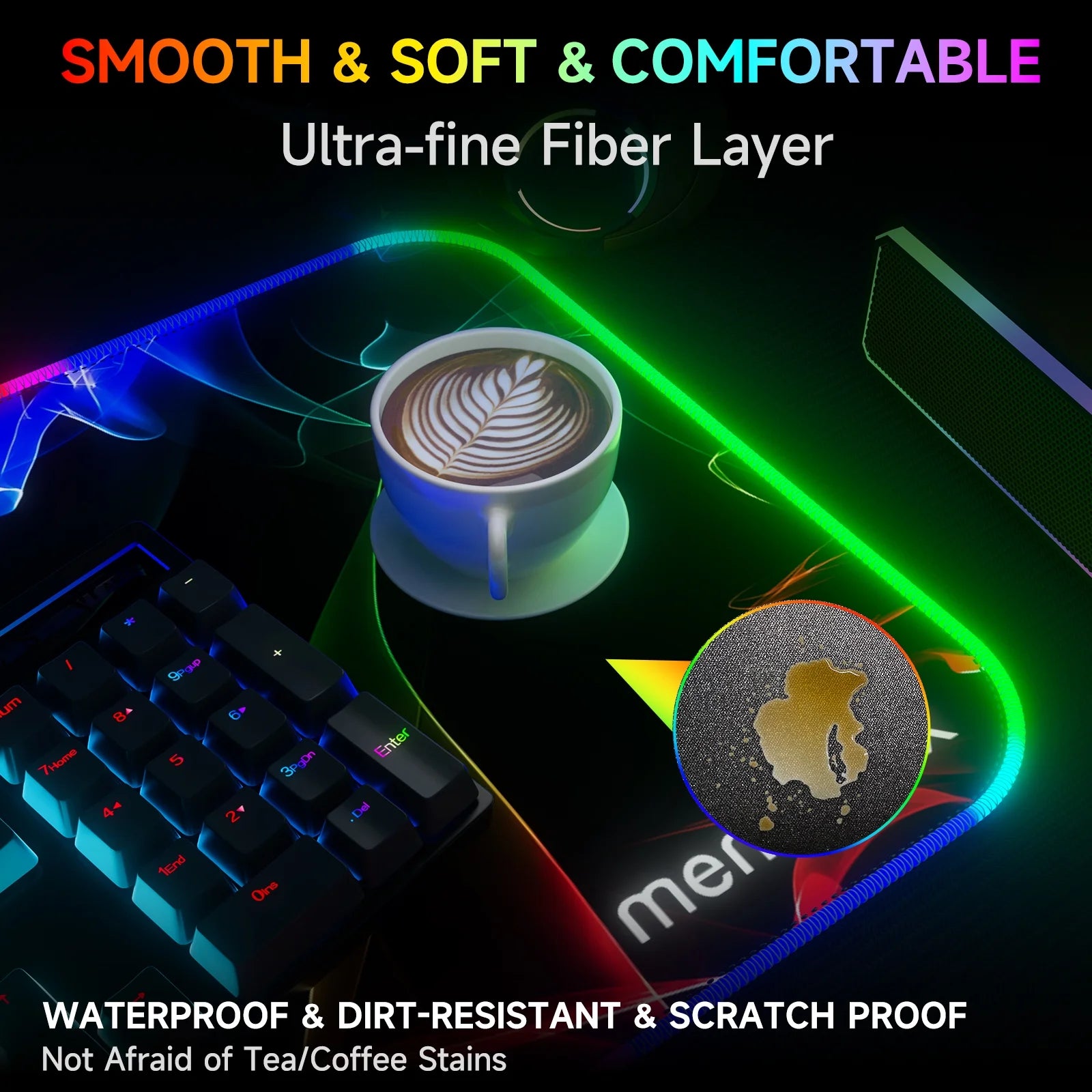 RGB Glow Gaming Mouse Pad XXL – 31.5 x 11.8 Inch LED Desk Mat with 12 Lighting Effects & Waterproof Surface
