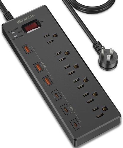 Surge Protector Power Strip – 6 AC Outlets, 6 USB Ports (USB-C + USB-A), 20W Fast Charging, 6FT Cord