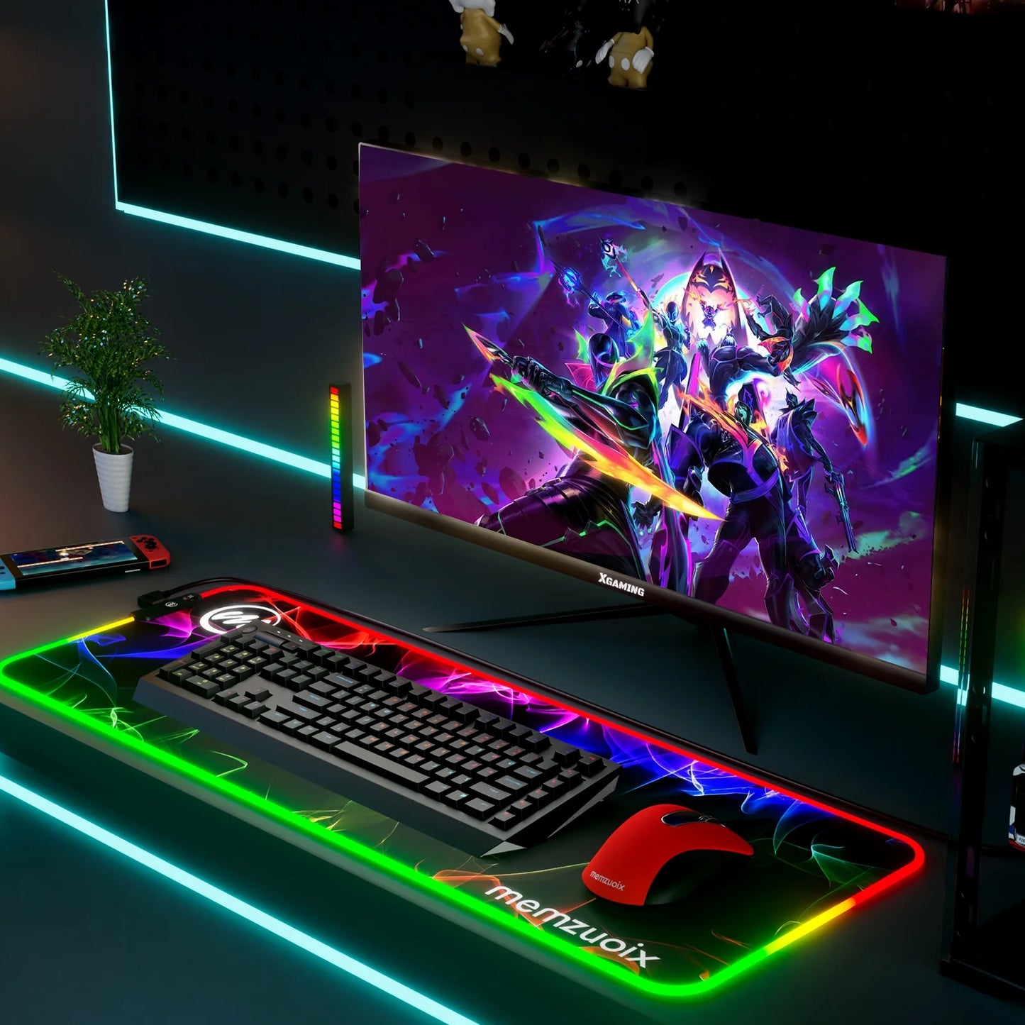 RGB Glow Gaming Mouse Pad XXL – 31.5 x 11.8 Inch LED Desk Mat with 12 Lighting Effects & Waterproof Surface