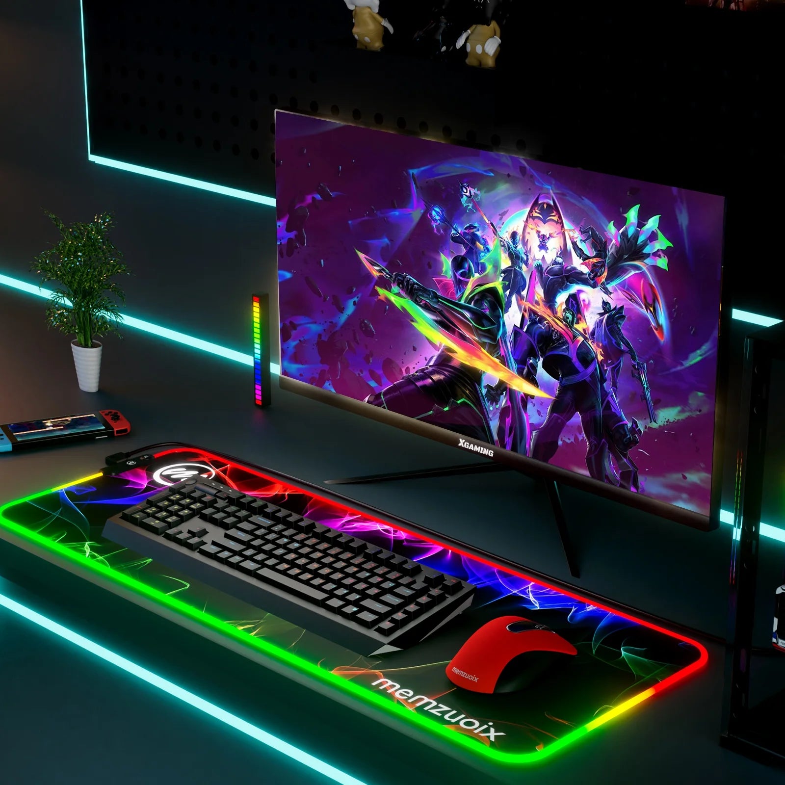 RGB Glow Gaming Mouse Pad XXL – 31.5 x 11.8 Inch LED Desk Mat with 12 Lighting Effects & Waterproof Surface