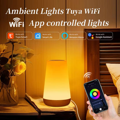 Smart WiFi RGB Touch Lamp – Dimmable LED Desk & Bedside Light with App Control, Compatible with Alexa & Google Home