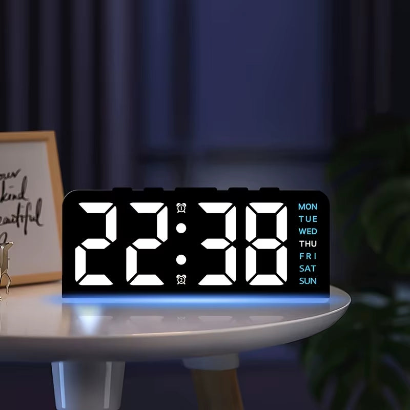 New Digital LED Alarm Clock Desktop Table Clock Night Light with Time Temperature Display Backlight Snooze Clock Modern Decor